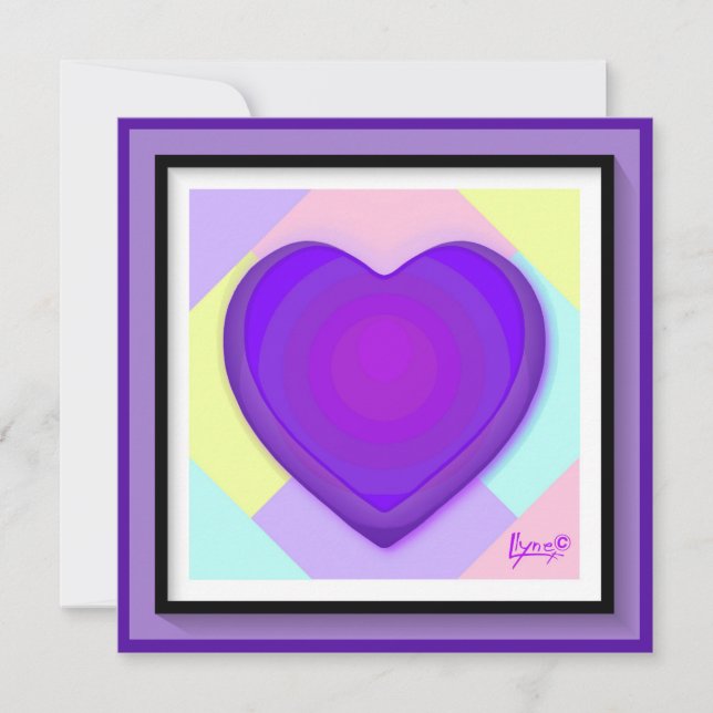 Couleurs pastel & coeurs violets battre carte blan (Devant)