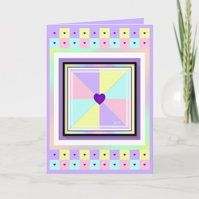 Couleurs pastel & coeurs violets battre carte blan (Devant)