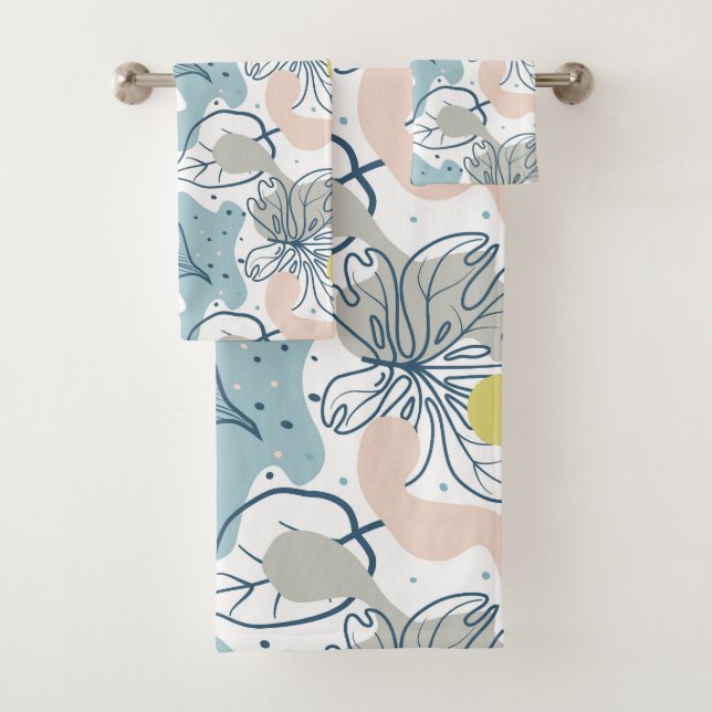 Couleurs pastel Palm feuilles et formes organiques (En situation)