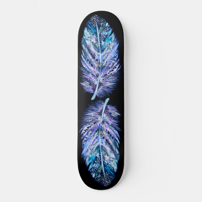 Couleurs Personnalisées Skateboard - Belles plumes (Recto)