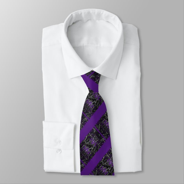 Couleurs Personnalisées Violet noir Cravate Floral (Attaché)