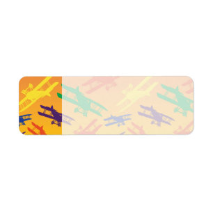 Couleurs primaires Vintage Motif d'avion Biplane