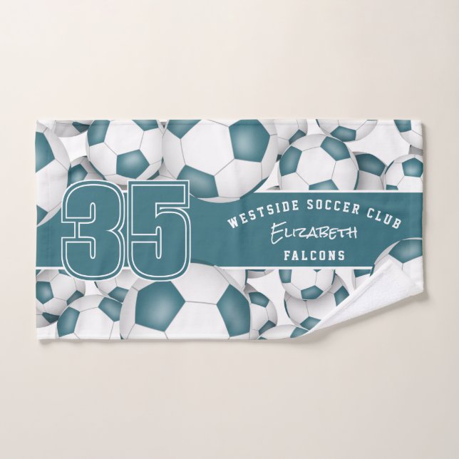 Couleurs turquoises de l'équipe de sport Beaucoup  (Serviette à main)