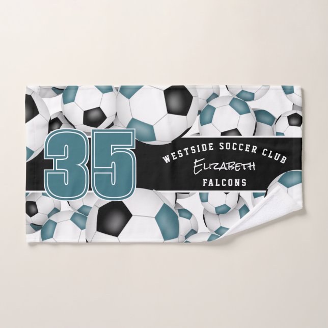 Couleurs turquoises de l'équipe noire Beaucoup de  (Serviette à main)