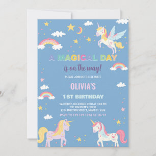 Couleurs Unicornes Invitations Anniversaire