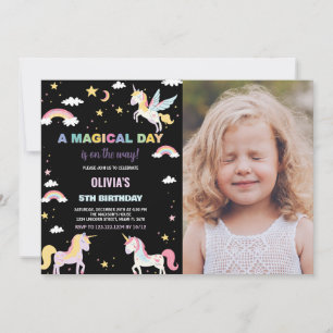 Couleurs Unicornes Invitations d'anniversaire avec