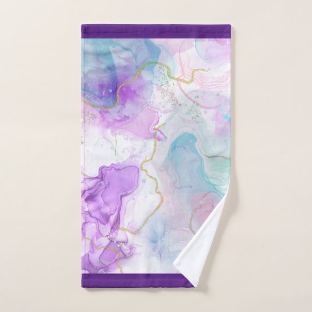 Couleurs violettes, vertes, roses, élégantes (Serviette à main)