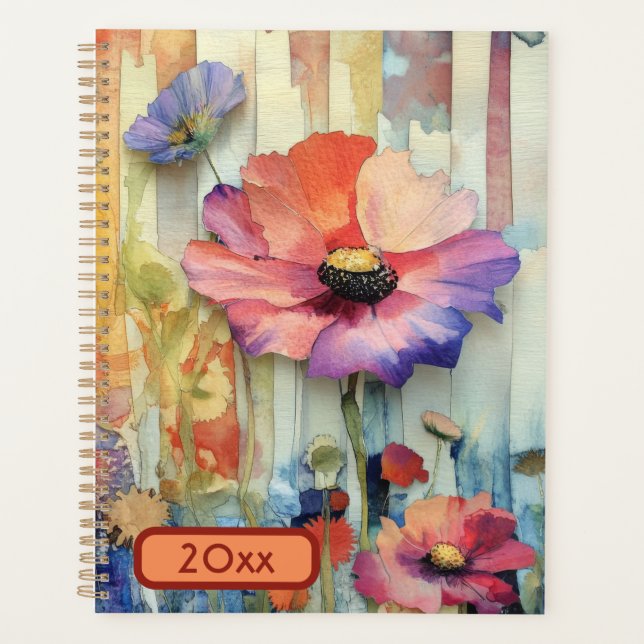 Couleurs vives Fleurs 20XX Spiral Planner (Devant)