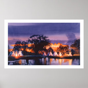 "Council Fires" Watercolor, Paul Jackson Poster