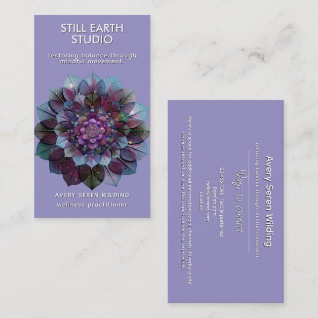 Council of Leaves | Mandala Art P&B Business Card (Front/Back)