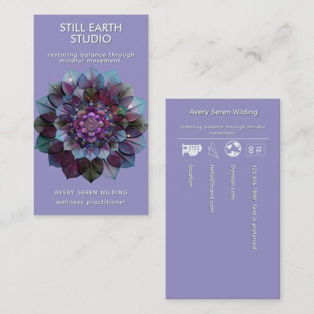 Council of Leaves | Mandala Art P&B Business Card (Front/Back)