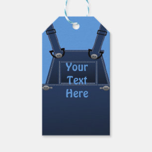 Counrty Folk Blue Overalls Custom Gift Tag