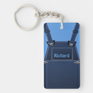Counrty Folk Blue Overalls Custom Keychain