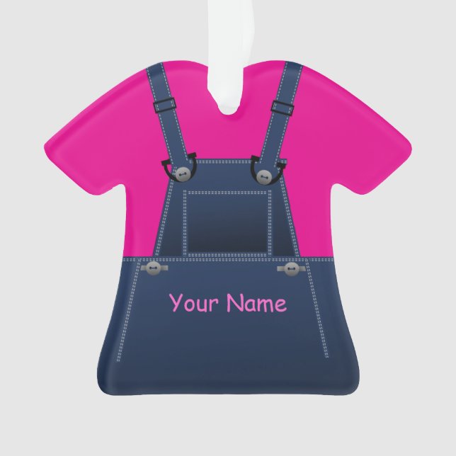 Counrty Overalls Hot Pink Christmas Ornament (Front)