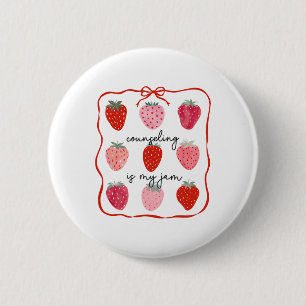 Counseling Is My Jam Strawberry Counsellor Mental  2 Inch Round Button