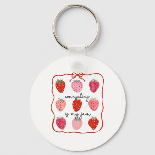 Counseling Is My Jam Strawberry Counsellor Mental Keychain