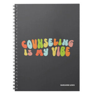 Counseling Is My Vibe, Groovy Colourful Counsellor Notebook