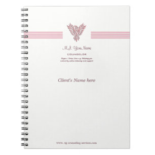 Counseling session notes, pink rising phoenix notebook