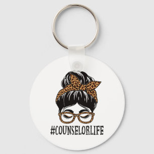 Counsellor Leopard Messy Bun Women Ck To School Keychain