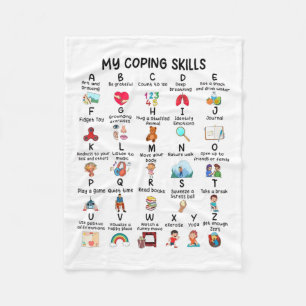 Counsellor My Coping Skills Alphabet Mental Health Fleece Blanket