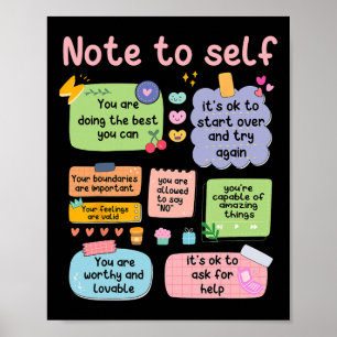 Counsellor Note To Self Mental Health School Psych Poster