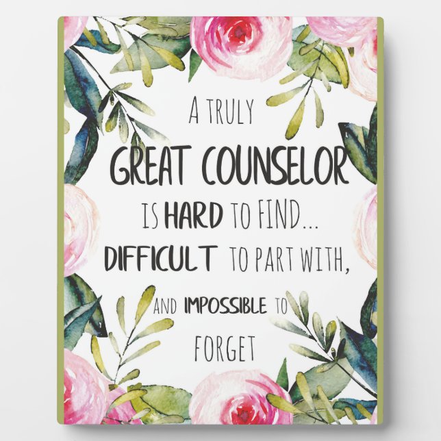 Counsellor Office Decor Typography Graduation Gift Plaque (Front)