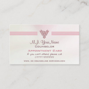 Counsellor, salmon pink satin effect appointment card