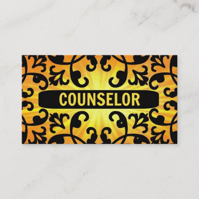 Counsellor Sunshine Damask Business Card (Front)