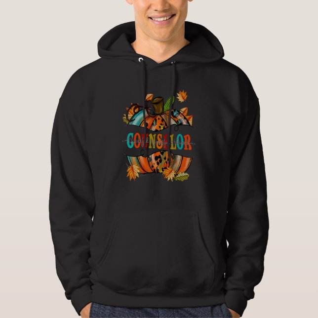 Counselor Graphic Pumpkin Autumn Halloween Back To Hoodie (Front)