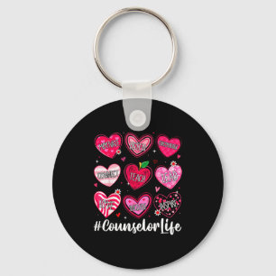 Counselor Life School Counseling Hearts School Val Keychain