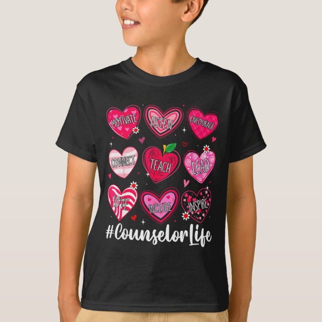 Counselor Life School Counseling Hearts School Val T-Shirt (Front)
