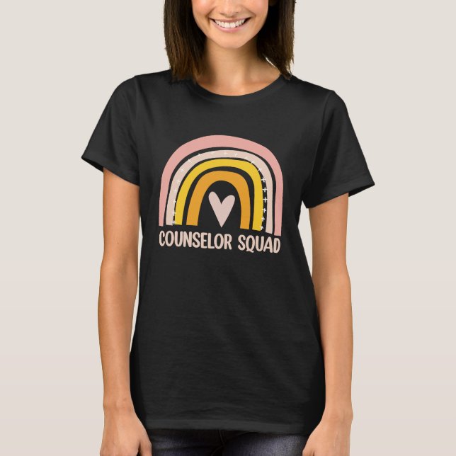 Counselor Squad  School Counselor Boho Rainbow T-Shirt (Front)