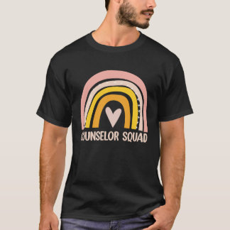 Counselor Squad  School Counselor Boho Rainbow T-Shirt