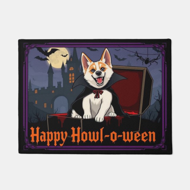 Count Akita Happy Howl-o-ween Doormat (Front)