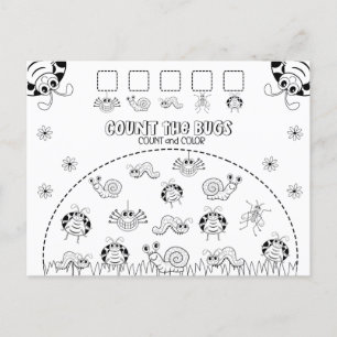 Count and Colour Child’s Fun Math Activity Postcard