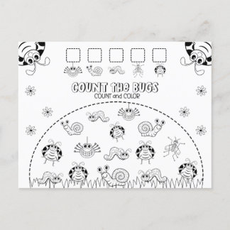 Count and Colour Child’s Fun Math Activity  Postcard