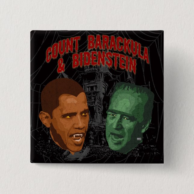 Count Barackula & Bidenstein 2 Inch Square Button (Front)