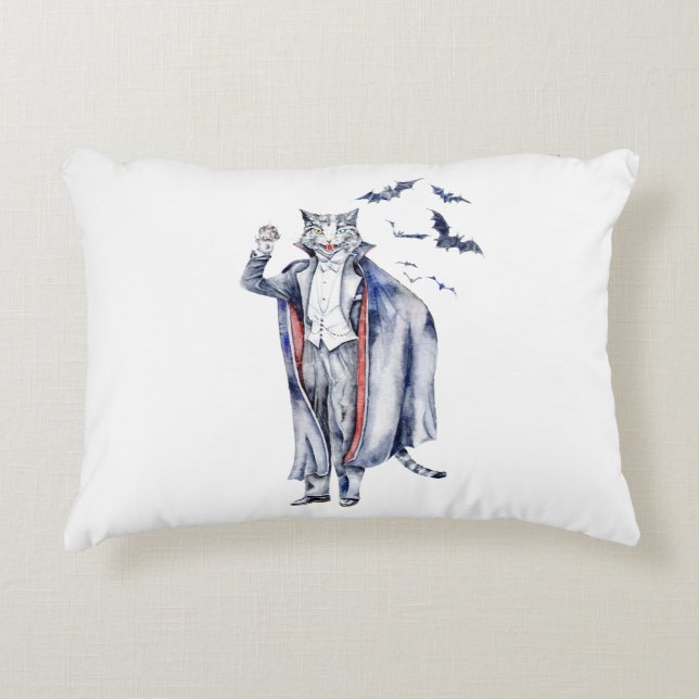 Count Catula Vampire Cat Accent Pillow (Front)