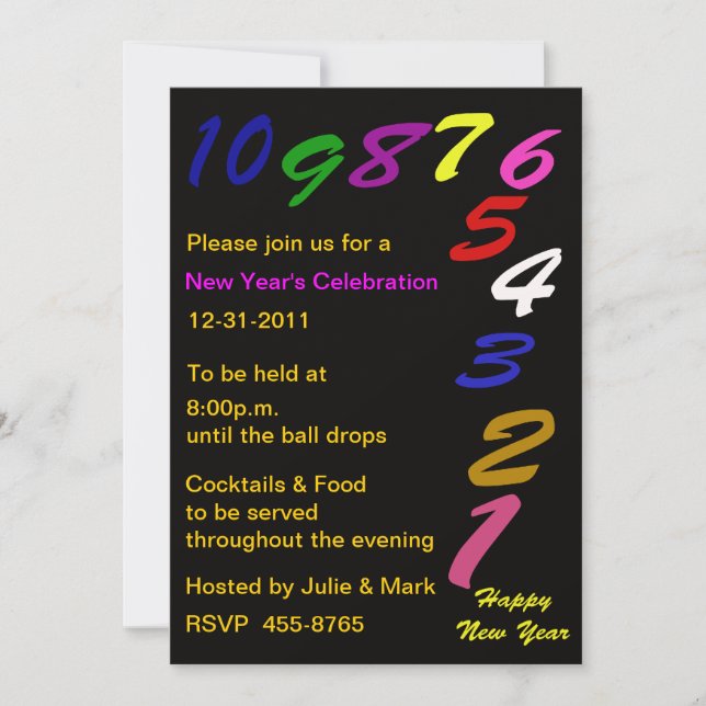 Count Down New Year's Invitation (Front)