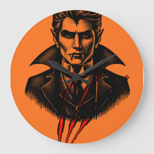 Count Dracula Vintage Vampire Illustration Large Clock