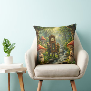 Count Forest gnomes mushroom Creek grandfather clo Throw Pillow