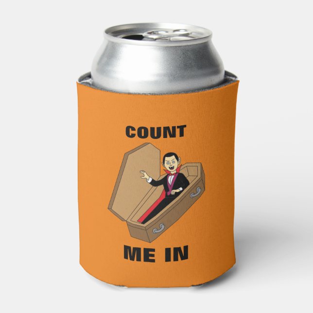 Count Me In Funny Halloween Vampire Pun Can Cooler (Can Front)