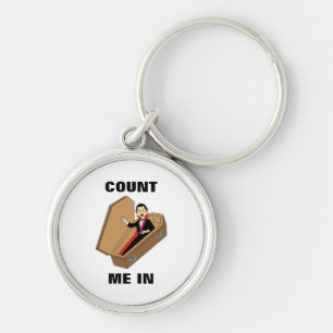 Count Me In Funny Halloween Vampire Pun Keychain