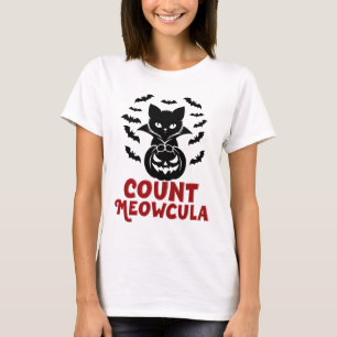 Count Meowcula, Spooky Black Cat T-Shirt