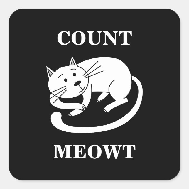 Count Meowt Kitty Funny Cat Pun Square Sticker (Front)
