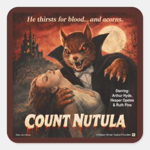 Count Nutula Retro Movie Parody Square Sticker