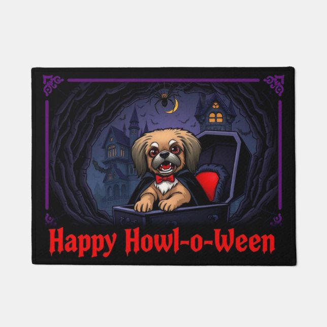 Count Pekingese Happy Howl-o-ween Doormat (Front)