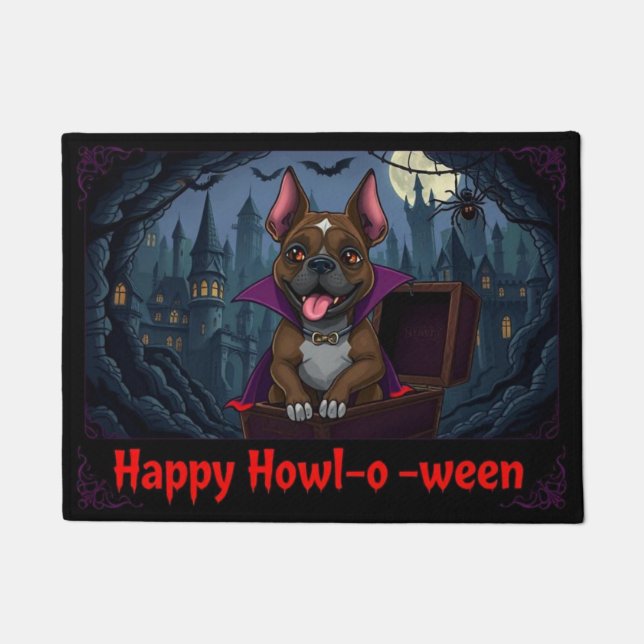 Count Pitbull Happy Howl-o-ween Doormat (Front)