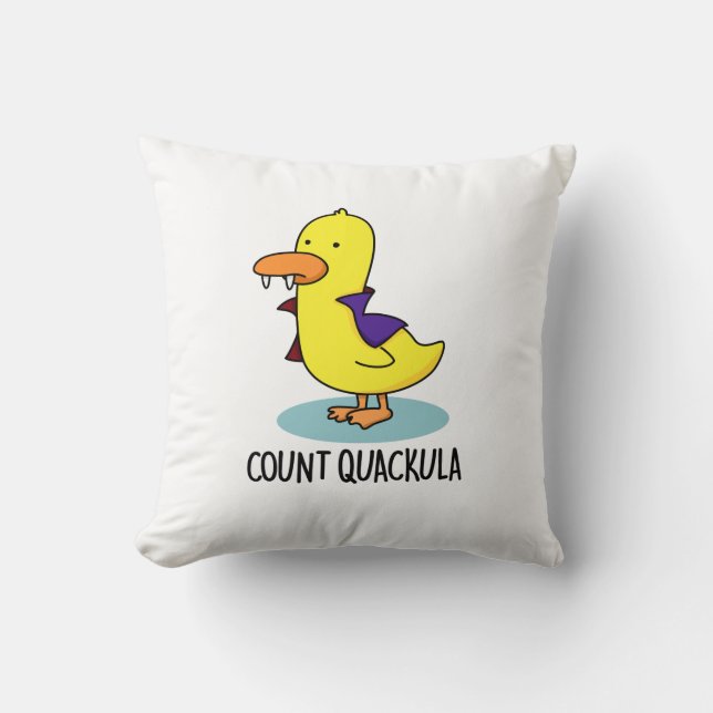 Count Quackula Funny Duck Pun Throw Pillow (Front)