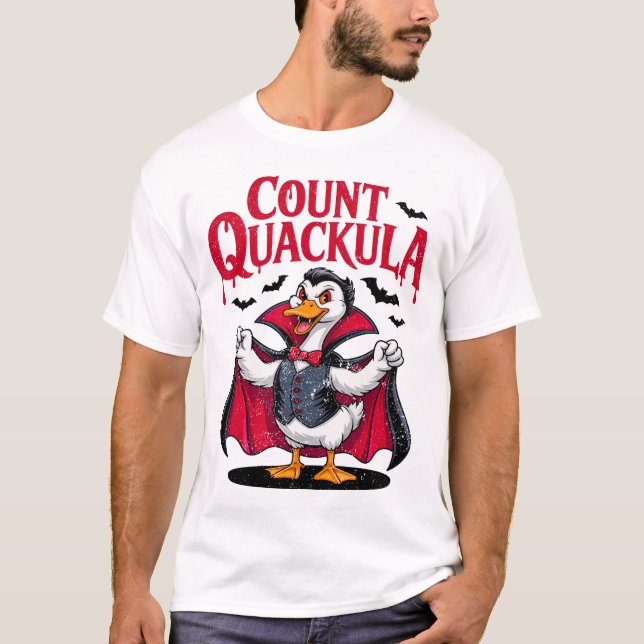 Count Quackula Funny Halloween Vampire Duck T-Shirt (Front)